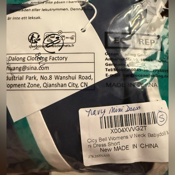 NWT NAVY BLUE BABYDOLL DRESS-S - Picture 14 of 14